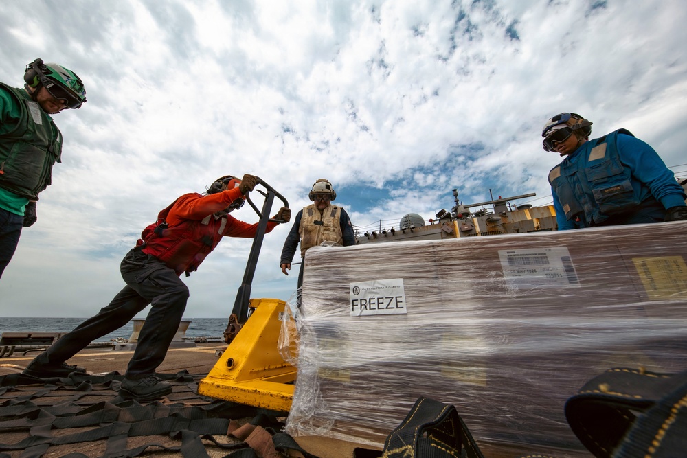 USS Winston S. Churchill Conducts a Replenishment-at-Sea During Operation Epic Fury