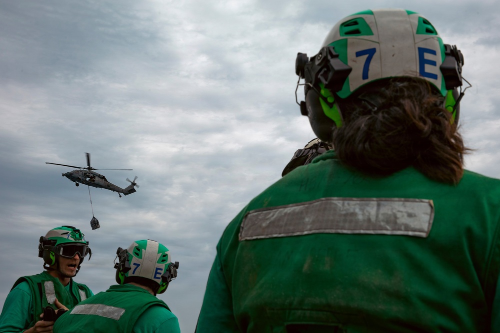 USS Winston S. Churchill Conducts a Replenishment-at-Sea During Operation Epic Fury