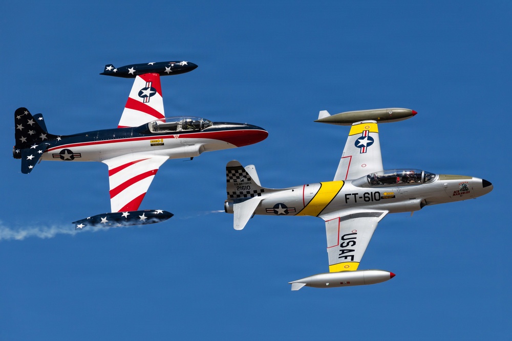 Vintage jet trainers fly over Luke Air Force Base
