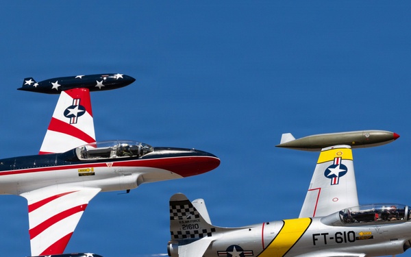 Vintage jet trainers fly over Luke Air Force Base