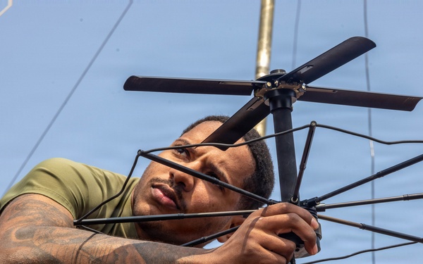 U.S. Marines with Marine Aircraft Group 12 set up a command operations center