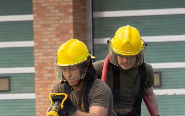 U.S. Marines participate in aircraft rescue and firefighting training