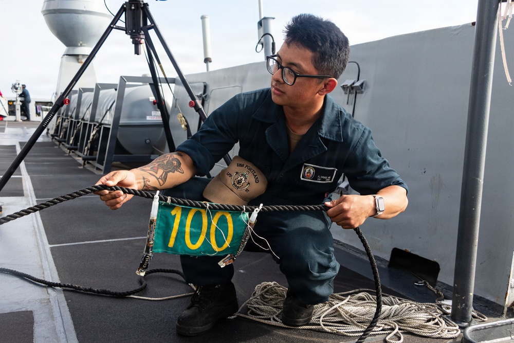 Sailors and Marines Aboard USS Portland Conduct Routine Operations
