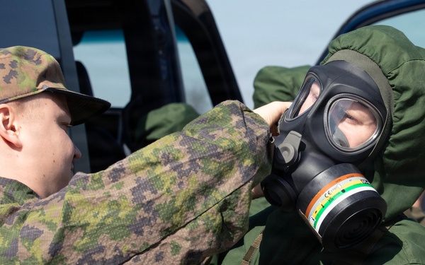 Finnish CBRN engineers inspect hazardous materials in support of KFOR