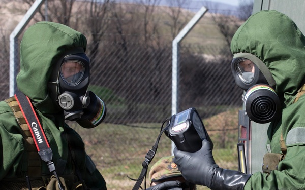 Finnish CBRN engineers inspect hazardous materials in support of KFOR