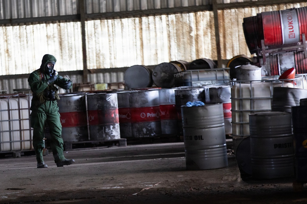Finnish CBRN engineers inspect hazardous materials in support of KFOR