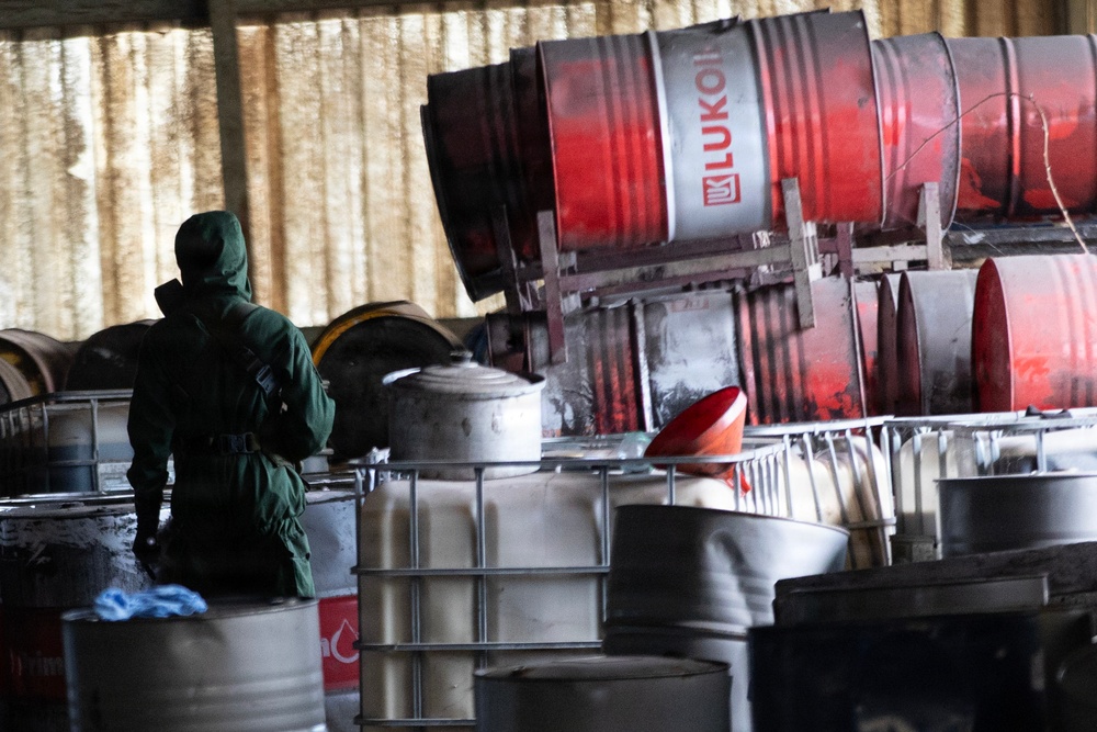 Finnish CBRN engineers inspect hazardous materials in support of KFOR