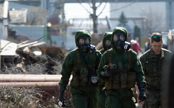 Finnish CBRN engineers inspect hazardous materials in support of KFOR