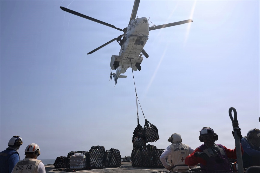USS McFaul (DDG 74) Conducts Replenishment-at-Sea
