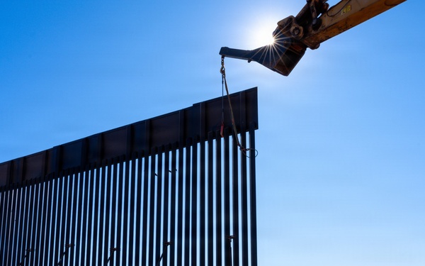 Panel Installation of New Border Wall System South of Sonoita, Ariz.
