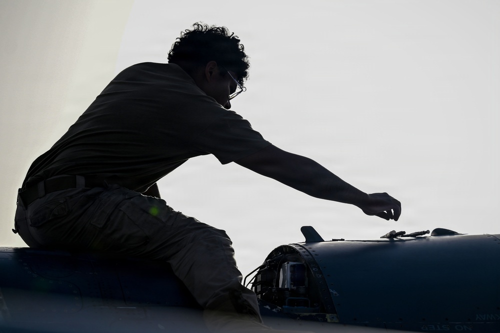 Airmen conduct F-16 maintenance during Operation Epic Fury