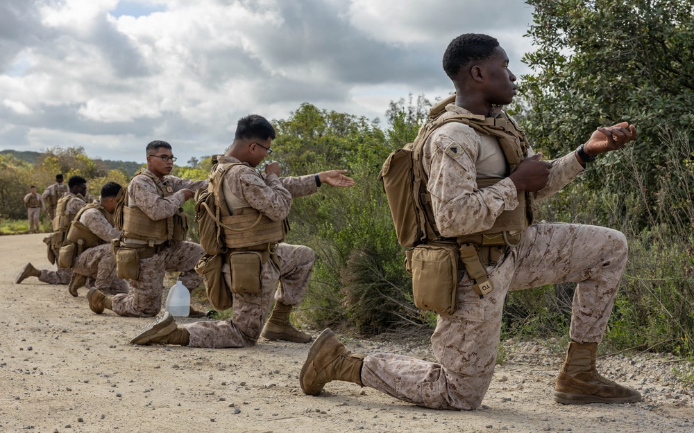 LINE ONE...: Marines with 7th Engineer Support Battalion conduct 9-Line Patrol Exercises
