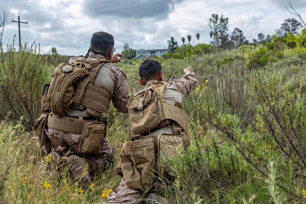 LINE ONE...: Marines with 7th Engineer Support Battalion conduct 9-Line Patrol Exercises