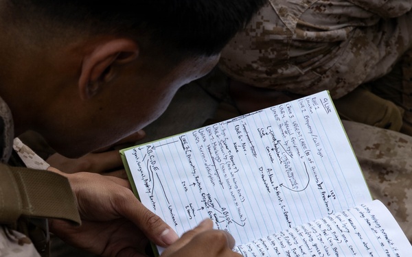 LINE ONE...: Marines with 7th Engineer Support Battalion conduct 9-Line Patrol Exercises