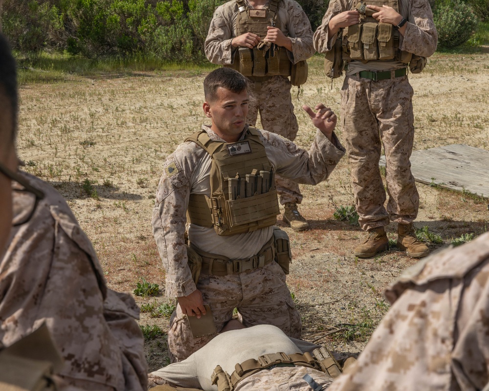 LINE ONE...: Marines with 7th Engineer Support Battalion conduct 9-Line Patrol Exercises