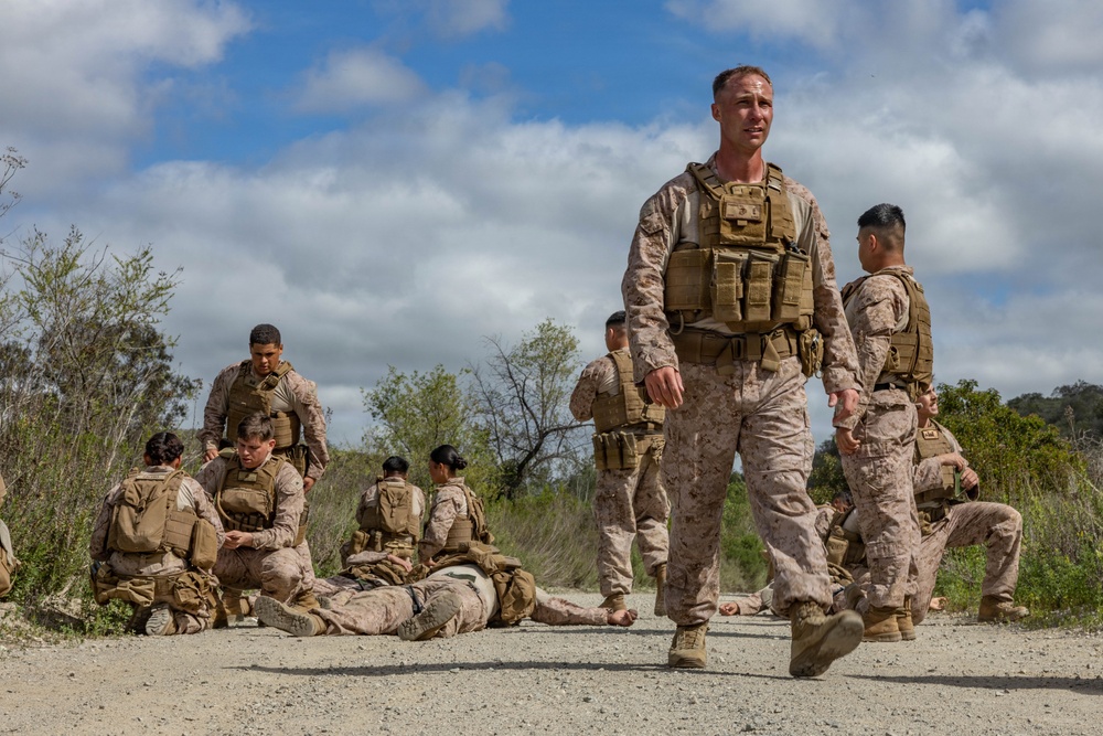 LINE ONE...: Marines with 7th Engineer Support Battalion conduct 9-Line Patrol Exercises