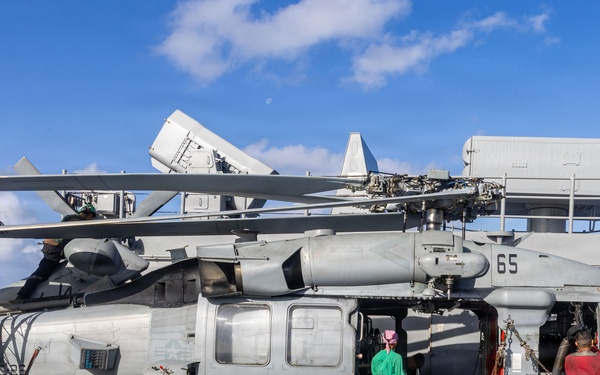 USS Iwo Jima Sailors Conduct Aircraft Maintenance
