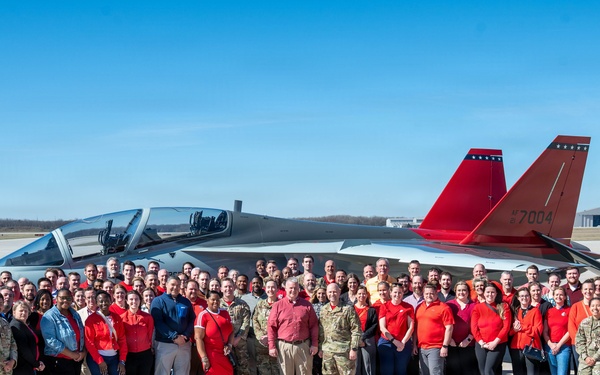 T-7A Red Hawk Lands at Wright-Patterson AFB; AFLCMC Program Office