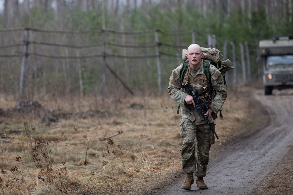 Joint tactical march by U.S. and British forces in Poland