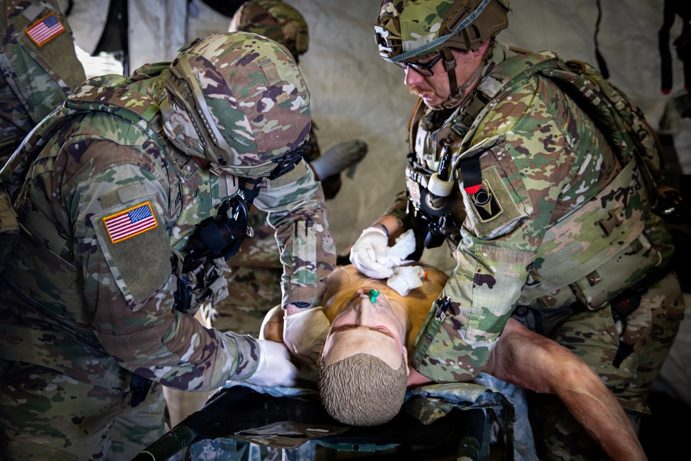 Task Force Seminole soldiers conduct mass casualty training at Fort Bliss