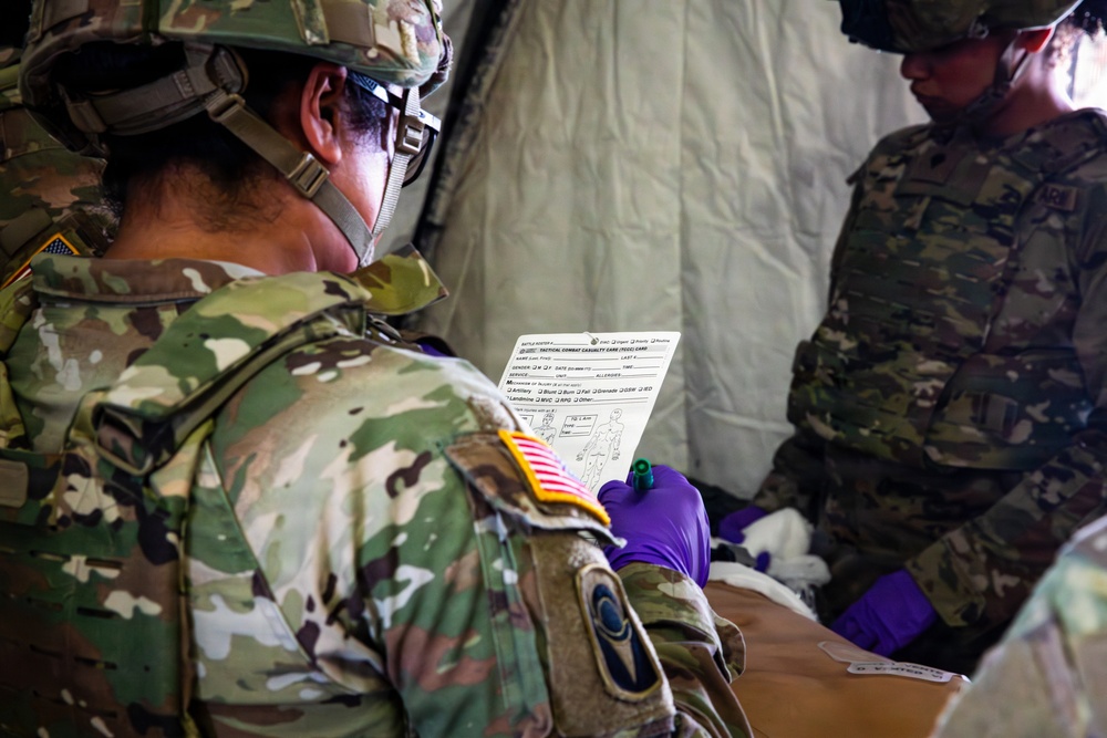 Task Force Seminole soldiers conduct mass casualty training at Fort Bliss