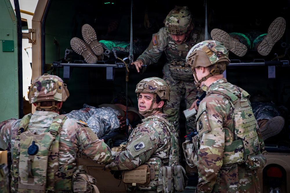 Task Force Seminole soldiers conduct mass casualty training at Fort Bliss