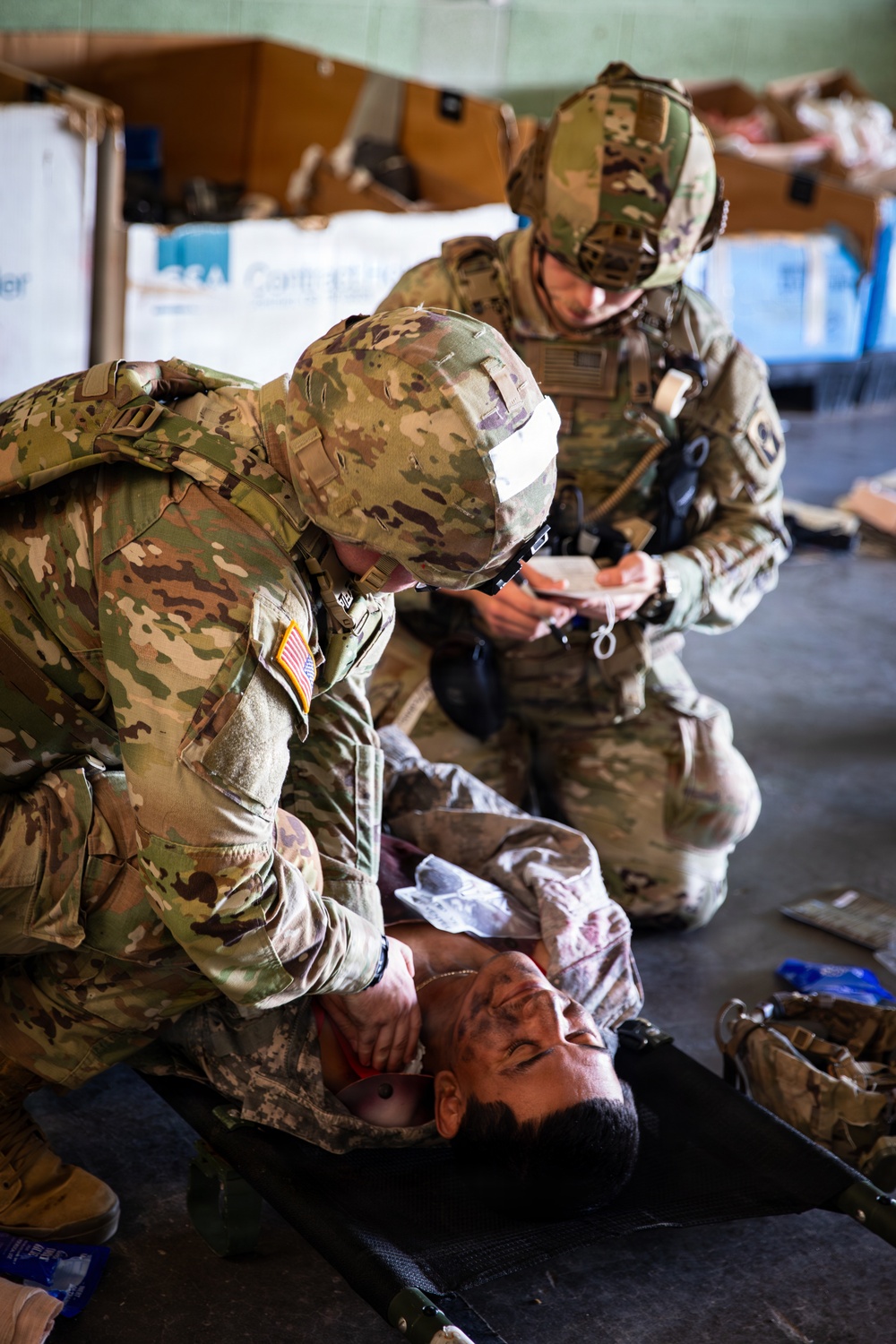 Task Force Seminole soldiers conduct mass casualty training at Fort Bliss