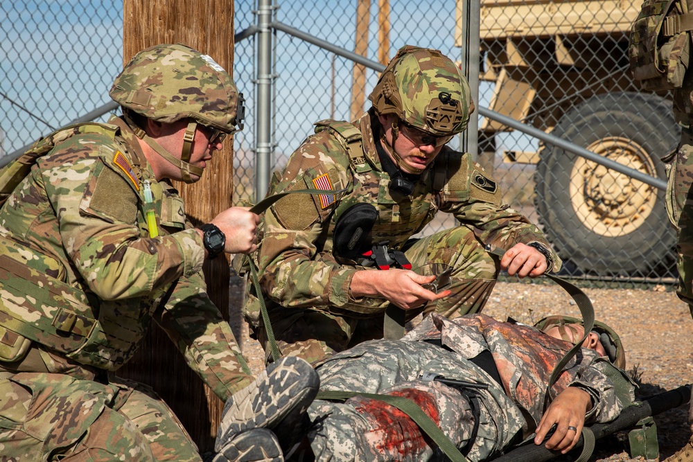 Task Force Seminole soldiers conduct mass casualty training at Fort Bliss