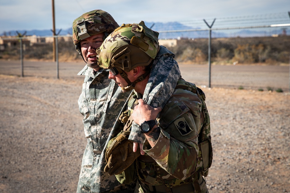 Task Force Seminole soldiers conduct mass casualty training at Fort Bliss