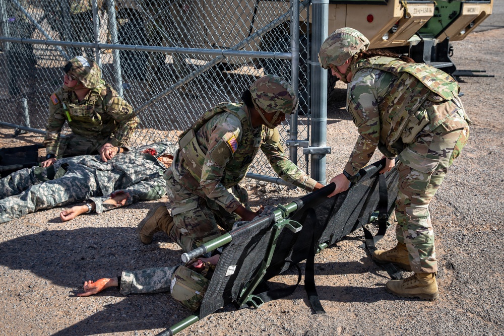 Task Force Seminole soldiers conduct mass casualty training at Fort Bliss