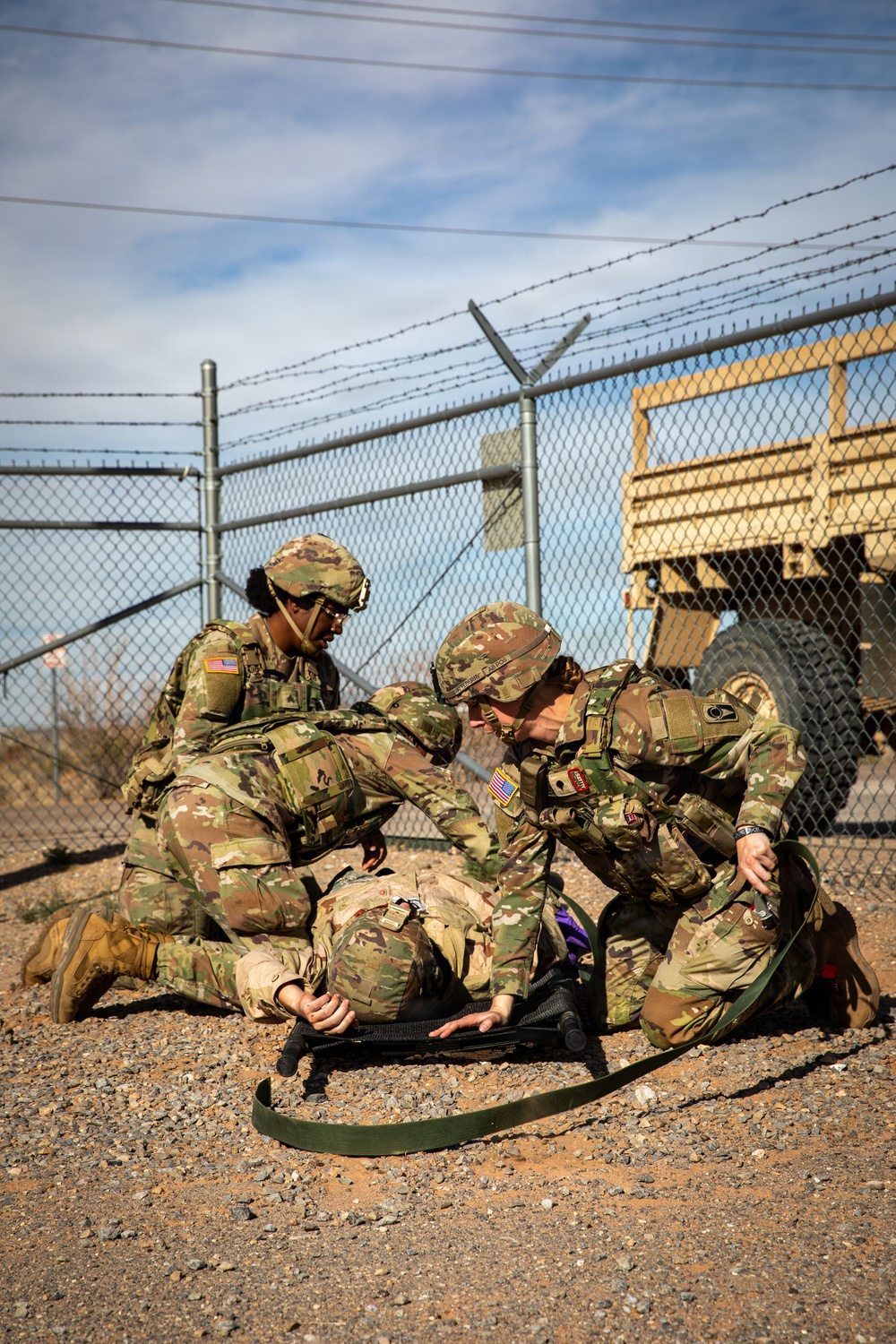 Task Force Seminole soldiers conduct mass casualty training at Fort Bliss