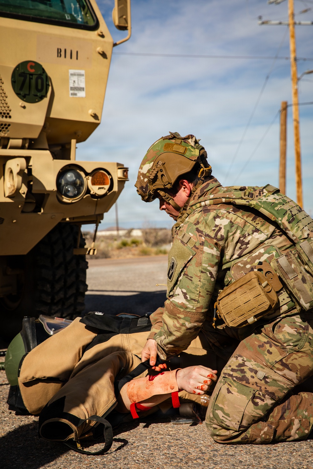 Task Force Seminole soldiers conduct mass casualty training at Fort Bliss