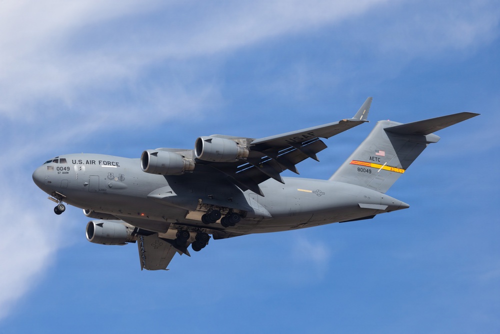 C-17 demonstrates slow speed flight at the Luke Days 2026 airshow.