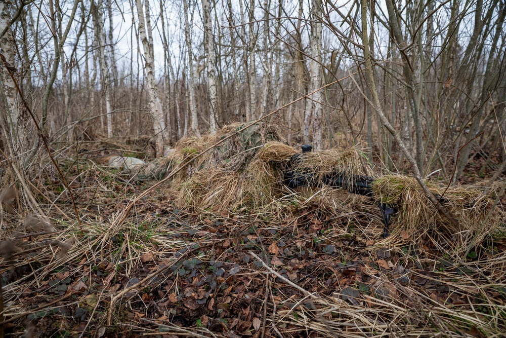 U.S. Soldiers participate in sniper training with the British Army 2nd Royal Anglians