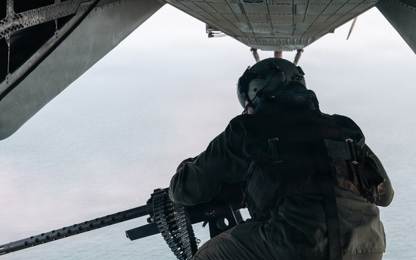 HMH-466 Marines practice aerial gunnery from CH-53E Super Stallion