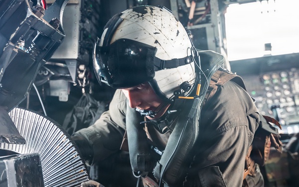 HMH-466 Marines practice aerial gunnery from CH-53E Super Stallion