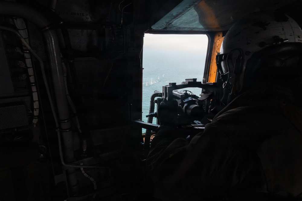 HMH-466 Marines practice aerial gunnery from CH-53E Super Stallion