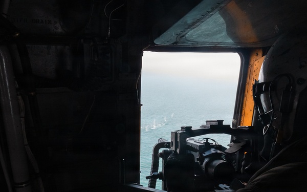 HMH-466 Marines practice aerial gunnery from CH-53E Super Stallion