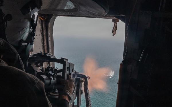 HMH-466 Marines practice aerial gunnery from CH-53E Super Stallion