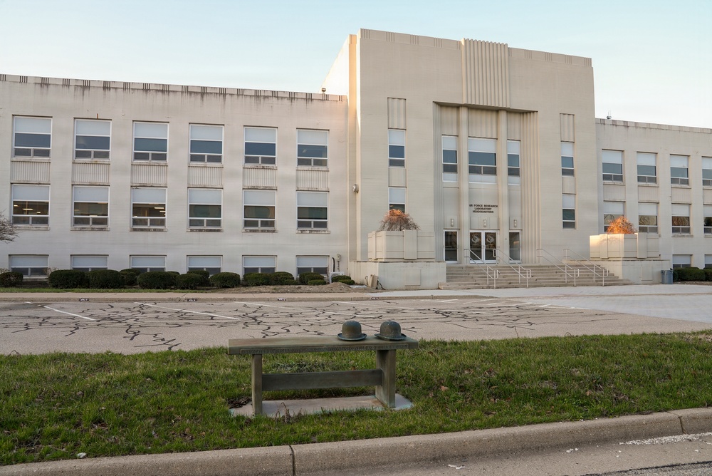 Sun rises over AFRL headquarters building