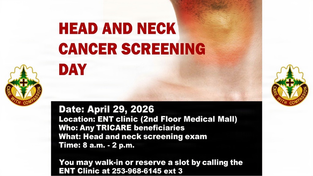 Madigan Head and Neck Cancer Screening Event Scheduled for April 29, 2026