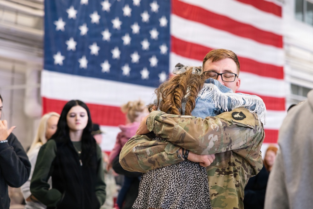 Iowa Soldier is Embraced at Welcome Home Ceremony in Des Moines