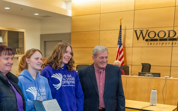 Oregon Guard youth program brings Month of the Military Child proclamation to Woodburn