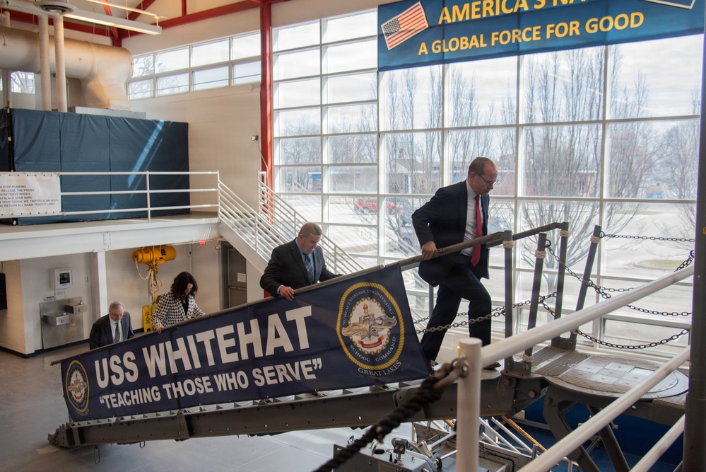 DFAS Staff Tours SWESC's USS Whitehat Training Facility and VIDVR Laboratory