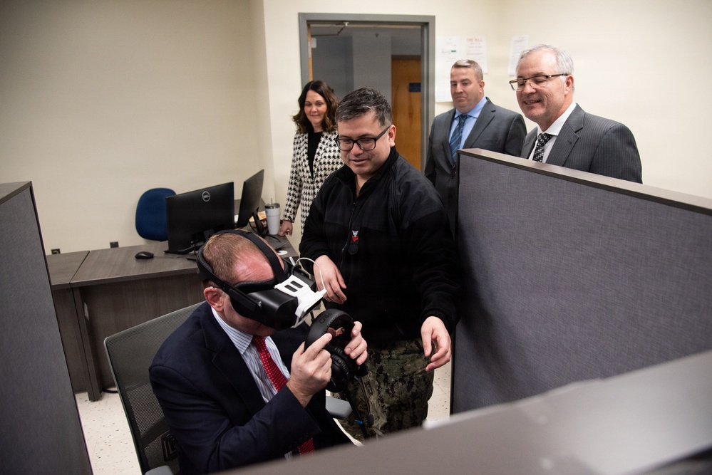 DFAS Staff Tours SWESC's USS Whitehat Training Facility and VIDVR Laboratory