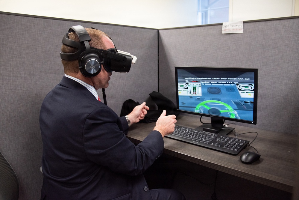 DFAS Staff Tours SWESC's USS Whitehat Training Facility and VIDVR Laboratory