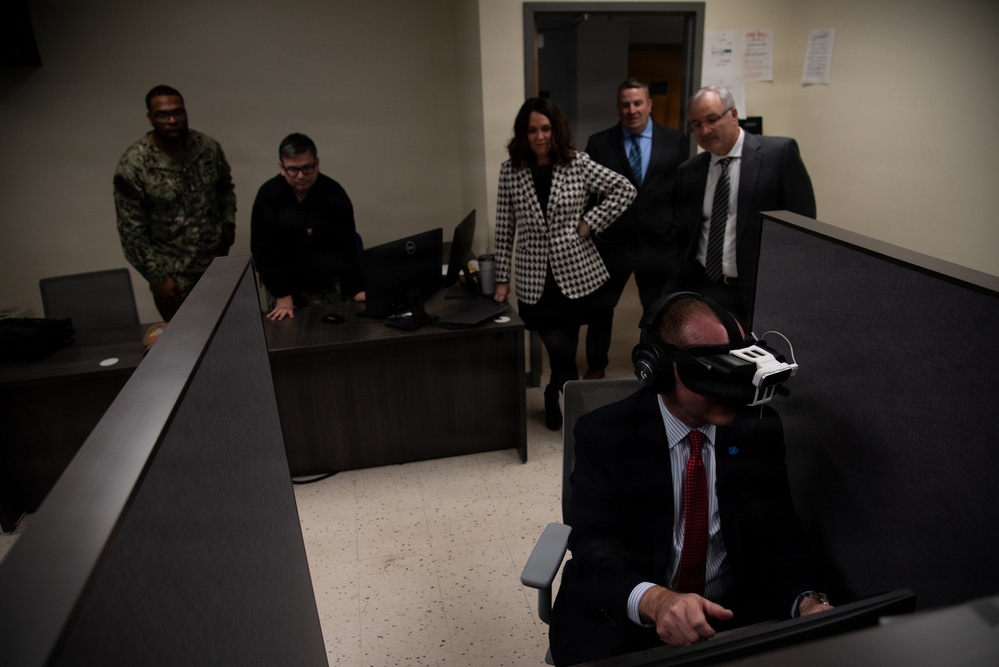 DFAS Staff Tours SWESC's USS Whitehat Training Facility and VIDVR Laboratory
