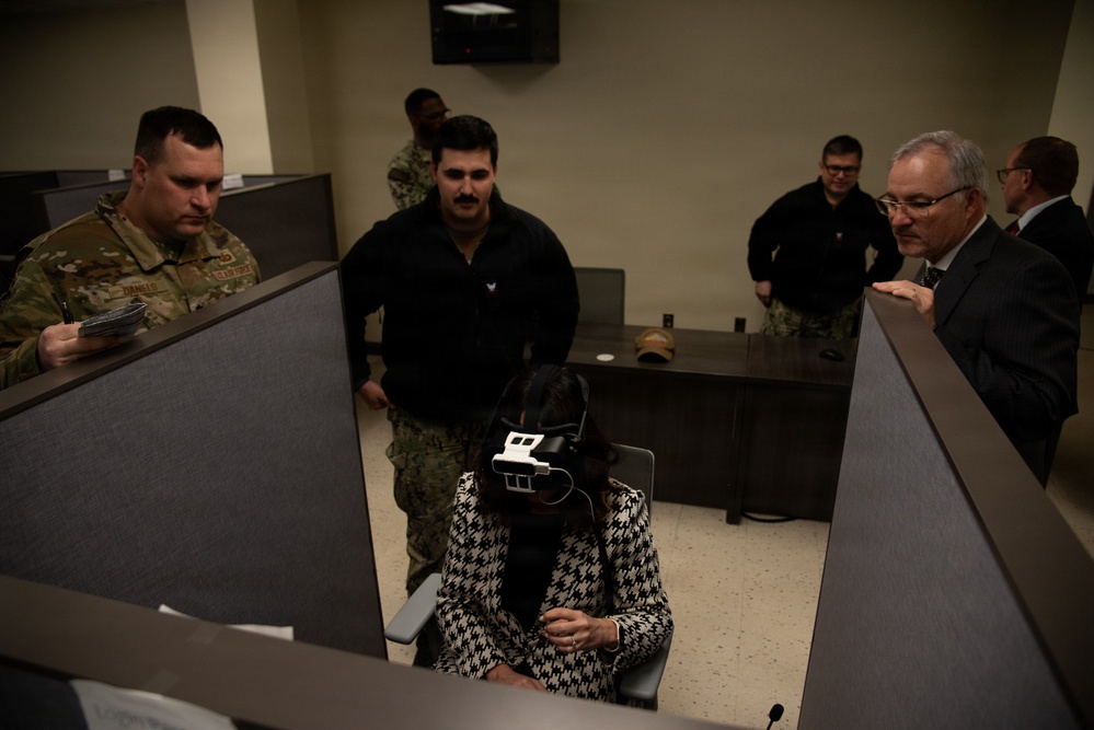 DFAS Staff Tours SWESC's USS Whitehat Training Facility and VIDVR Laboratory