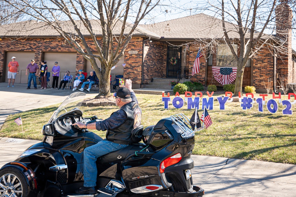 World War II veteran honored with a parade for 102nd birthday