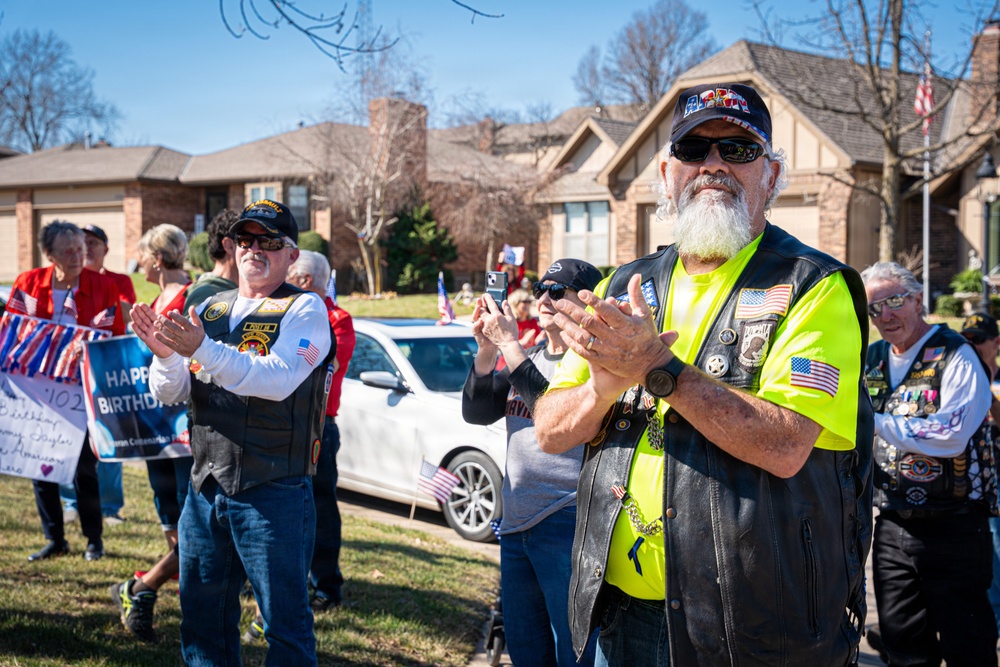World War II veteran honored with a parade for 102nd birthday